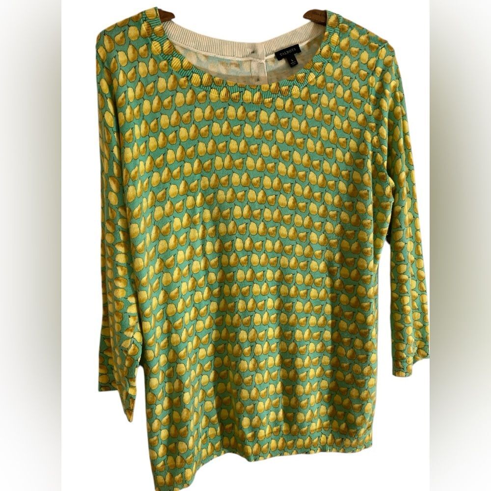 Talbots Button Back Pears Sweater Size L
